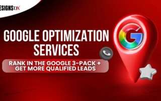 Google optimization services graphic showing Google Maps pin and message about ranking in the Google 3-pack to get more qualified leads