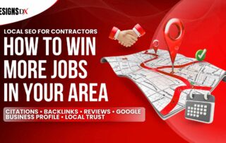 Featured image with the headline “Local SEO for Contractors: How to Win More Jobs in Your Area” beside a map, location pins, handshake icon, and calendar graphic.