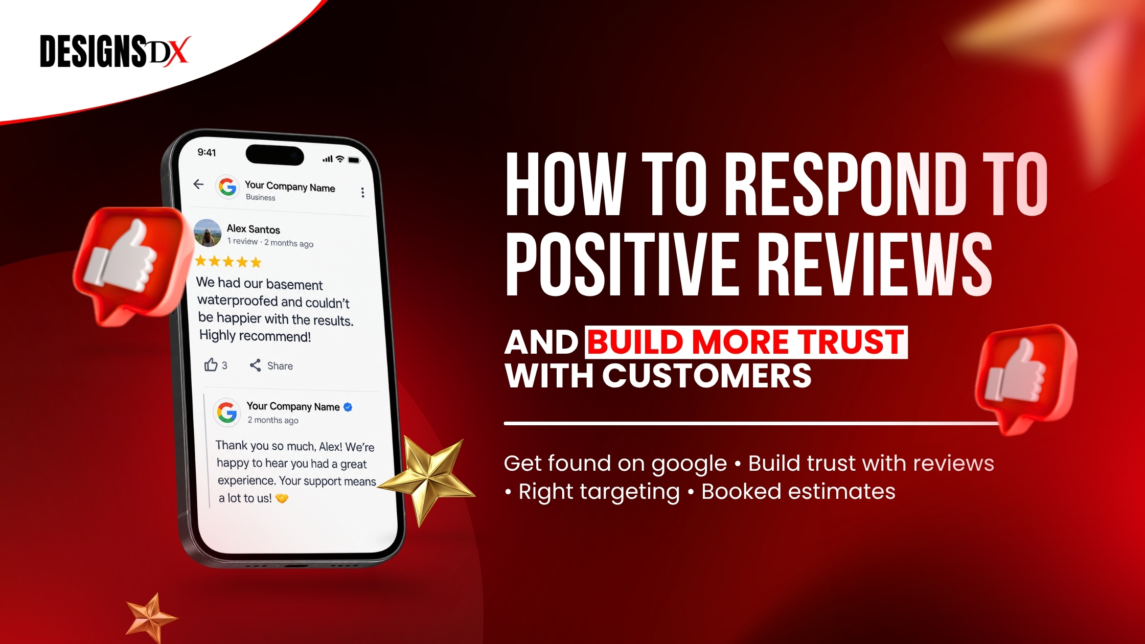 Contractor responding to positive Google reviews to build customer trust Contractor responding to positive Google reviews to build customer trust